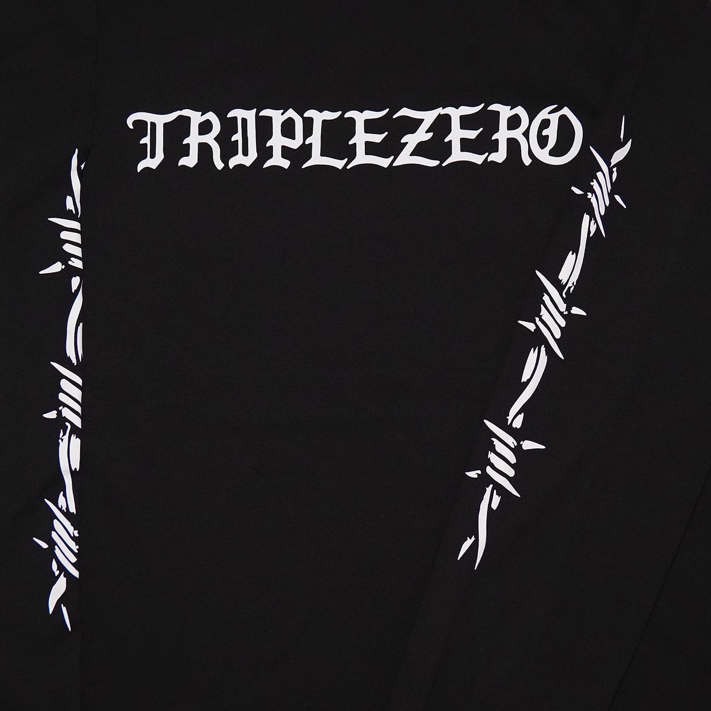 black long sleeve tshirt with print flat lay